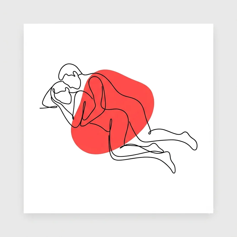 Ilustración de la postura la cucharita del Kamasutra