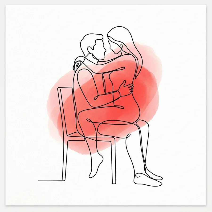 Ilustración de la postura la silla del Kamasutra