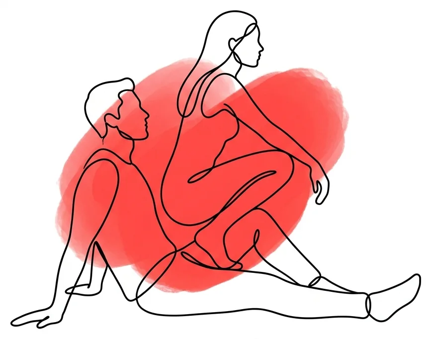 Ilustración de la postura el caballito balancín del Kamasutra