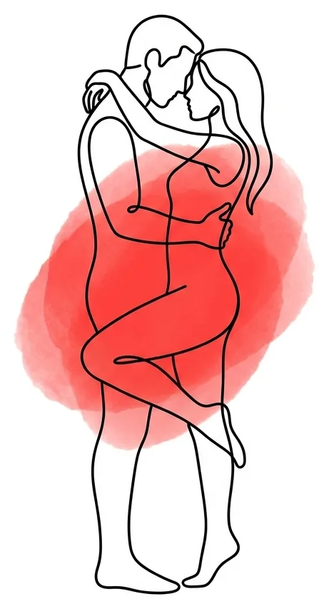 Ilustración de la postura el abrazo del Kamasutra