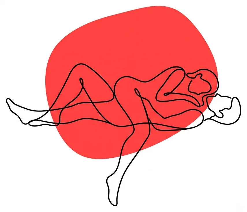 Ilustración de la postura la ola del Kamasutra