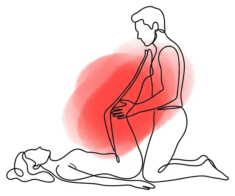 Ilustración de la postura la catapulta del Kamasutra