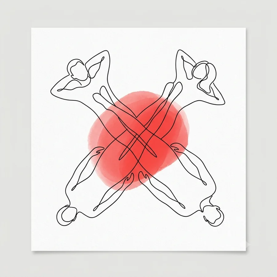 Ilustración de la postura la X del Kamasutra