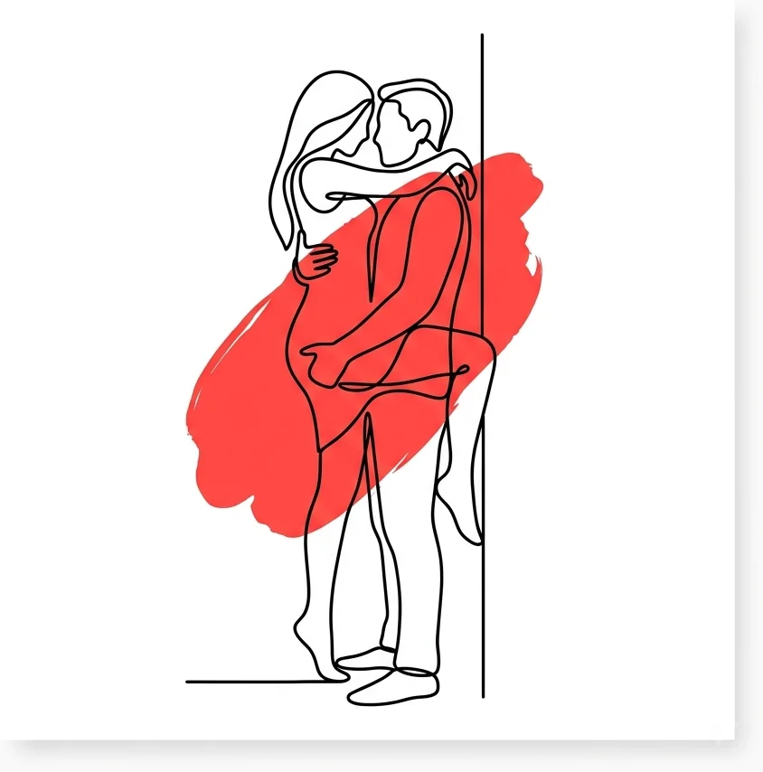 Ilustración de la postura la bandera del Kamasutra