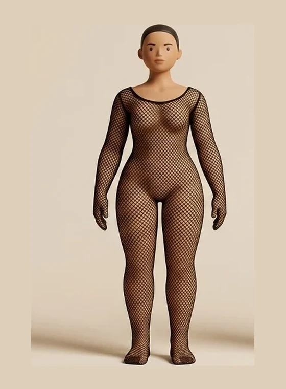 Bodystocking de rejilla negro de cuerpo entero
