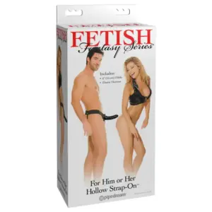 FETISH FANTASY SERIES BLACK DREAM HOLLOW STRAP ON - Arnés ajustable y dildo hueco