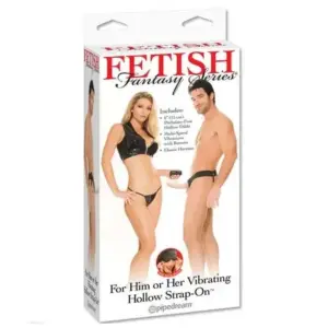 FETISH FANTASY SERIES - Hollow Vibrator Harness Natural 14cm para Él y Ella