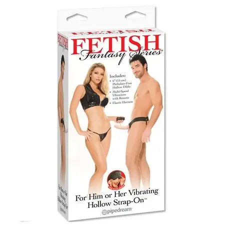 FETISH FANTASY SERIES - Hollow Vibrator Harness Natural 14cm para Él y Ella