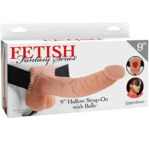 Fetish Fantasy Series 9" Hollow Strap-On con bolas 22,9 cm piel