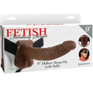 FETISH FANTASY SERIES - Series 9 Hollow Strap-On con bolas 22.9 cm marrón