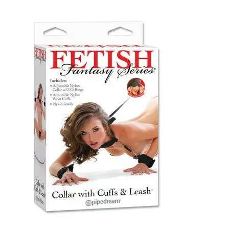 FETISH FANTASY SERIES - Collar con esposas y correa ajustables