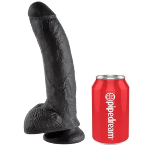 King Cock - Dildo negro realista con testículos 22.9 cm