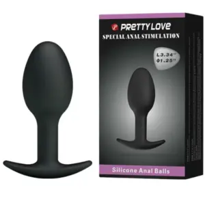 PRETTY LOVE Silicone Anal Plug 6.5 cm negro para estimulación anal