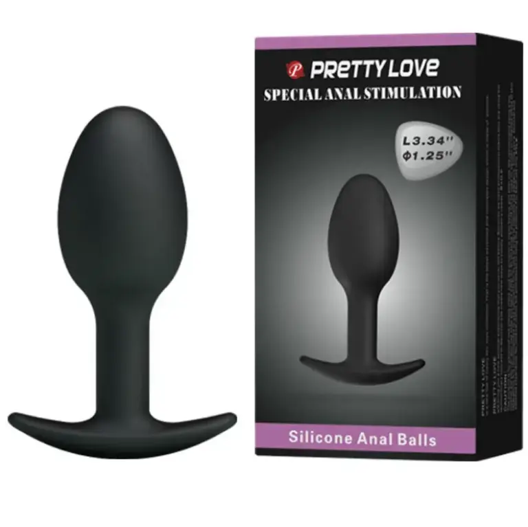 PRETTY LOVE Silicone Anal Plug 6.5 cm negro para estimulación anal