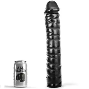 ALL BLACK - DONG 38 CM: dildo sólido y texturizado para placer intenso
