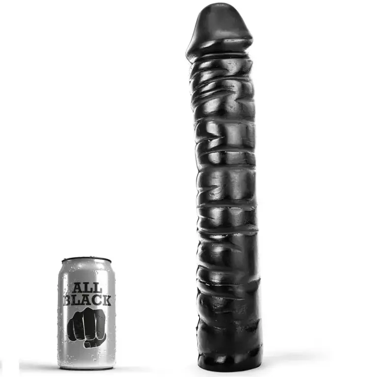 ALL BLACK - DONG 38 CM: dildo sólido y texturizado para placer intenso