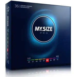 MY SIZE PRO CONDOMS 60 MM – Pack de 36 preservativos hechos a medida