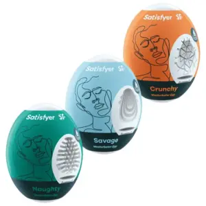 SATISFYER - 3 Masturbator Eggs Naughty, Savage & Crunchy para máximo placer