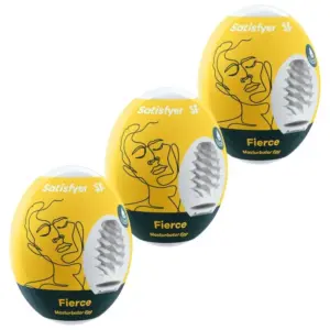 SATISFYER - 3 Masturbator Eggs Fierce: Placer realista sin lubricante