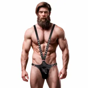 FETISH SUBMISSIVE ATTITUDE Arnés hombre en eco-cuero vegano V-shape