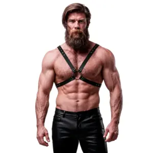 FETISH SUBMISSIVE ATTITUDE - Arnés Masculino de Eco-cuero Cruzado