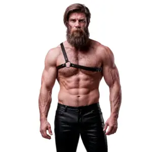 FETISH SUBMISSIVE - Arnés de hombros cruzados para hombre en cuero ecológico