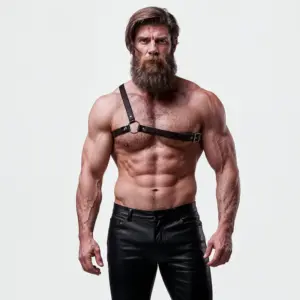 Fetish Submissive Attitude Men's Crossed Shoulder Eco Leather Harness