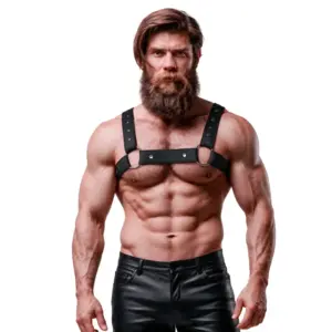 FETISH SUBMISSIVE ATTITUDE - Arnés de neopreno ajustable para pecho masculino
