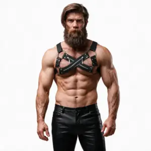 FETISH SUBMISSIVE ATTITUDE Arnés Masculino Ajustable de Neopreno con Cremalleras