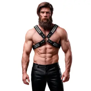 FETISH SUBMISSIVE ATTITUDE Arnés Masculino de Eco-Cuero con Tachuelas