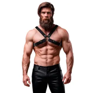 FETISH SUBMISSIVE ATTITUDE: Arnés ajustable de eco-cuero para hombre