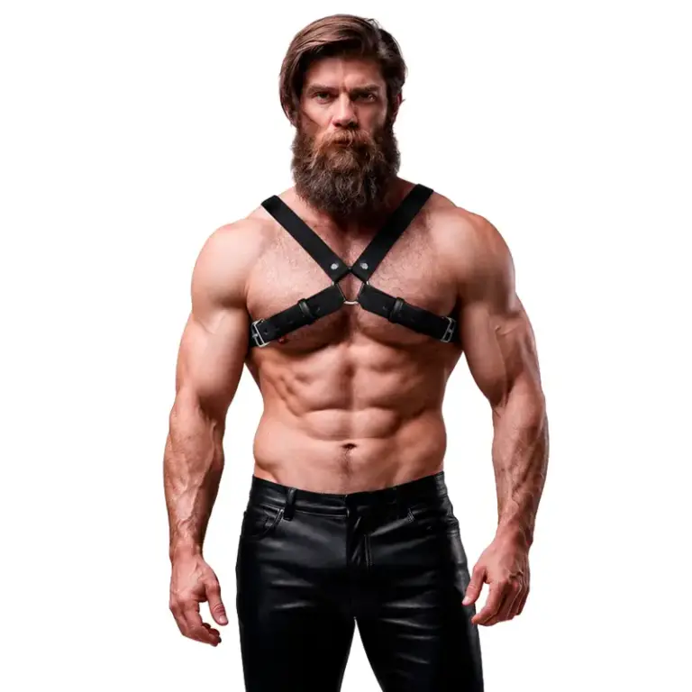 FETISH SUBMISSIVE ATTITUDE: Arnés ajustable de eco-cuero para hombre