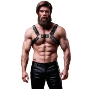 FETISH SUBMISSIVE ATTITUDE: Arnés ajustable de pecho en eco-cuero para hombre