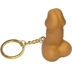 DIABLO PICANTE - Llavero en forma de pene dorado con estilo único