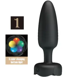 PRETTY LOVE Tarion Anal Plug con LED y Vibración Negra 12.5 cm