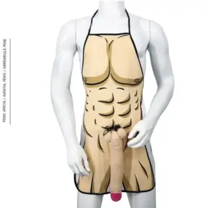 Delantal Diablo Picante con torso musculoso y pene 3D