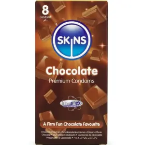 SKINS - Pack 8 preservativos sabor chocolate premium