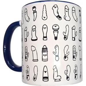 DIABLO PICANTE - Taza vibradora blanca con asa azul 370 ml