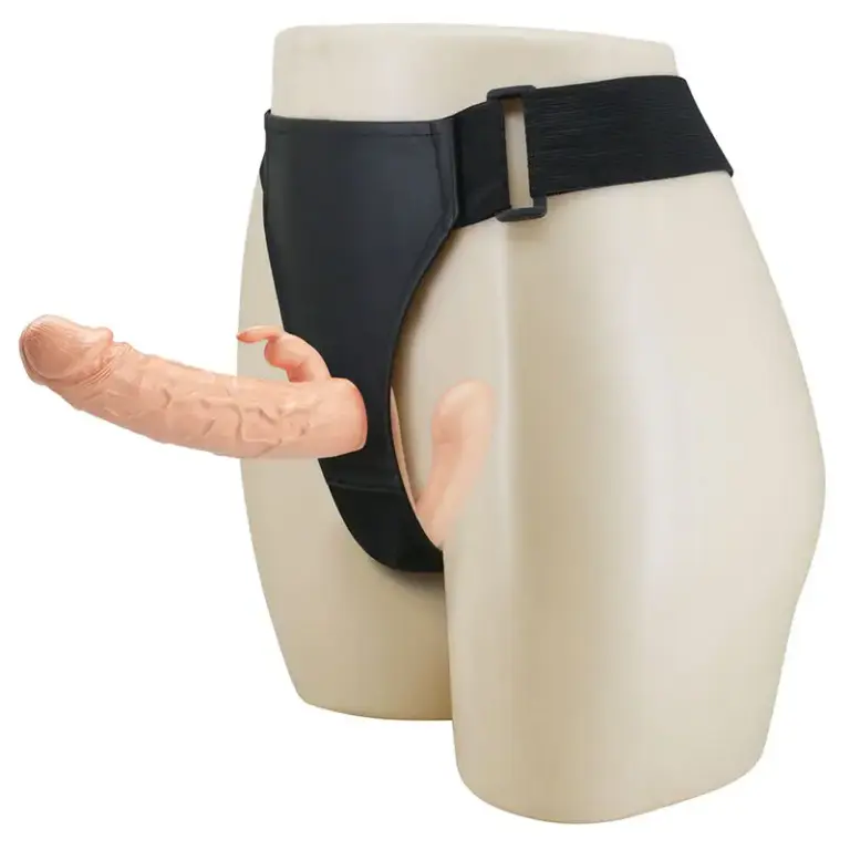 BAILE - Charlotte Hollow Double Penetration Strap-On Flesh: arnés doble penetración realista