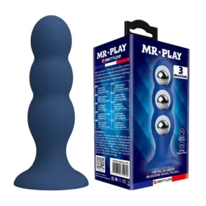 MR PLAY Plug Anal con Bolas Metálicas y Ventosa Azul