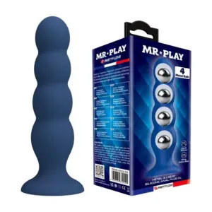 MR PLAY Anal Plug con Bolas Metálicas y Ventosa Azul