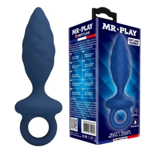 MR PLAY Plug Anal Texturizado Azul L con Anilla para Control
