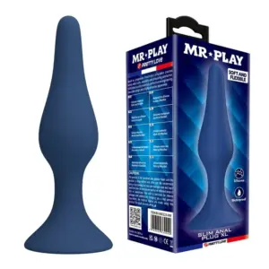 MR PLAY Tapered Silicone Anal Plug Blue XL para exploración anal cómoda