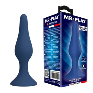 MR PLAY Slim Silicone Anal Plug Blue L - Placer anal progresivo y cómodo