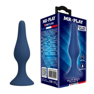 MR PLAY Blue Silicone Slim Anal Plug Size S, cómodo y seguro