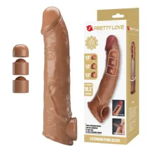 PRETTY LOVE - Funda extensora ajustable para pene 26 cm marrón