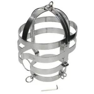 Metal Hard - Máscara BDSM de acero con collar para control total