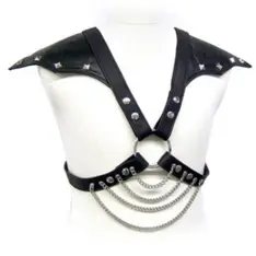 Leather Body Metal and Shoulders: Arnés de cuero ajustable para BDSM