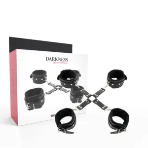Darkness Esposas de Cuero Negro para Manos y Pies ajustables
