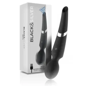 BLACK&SILVER - Beck Wand and Suction Cup 2 en 1 de silicona potente y ergonómico